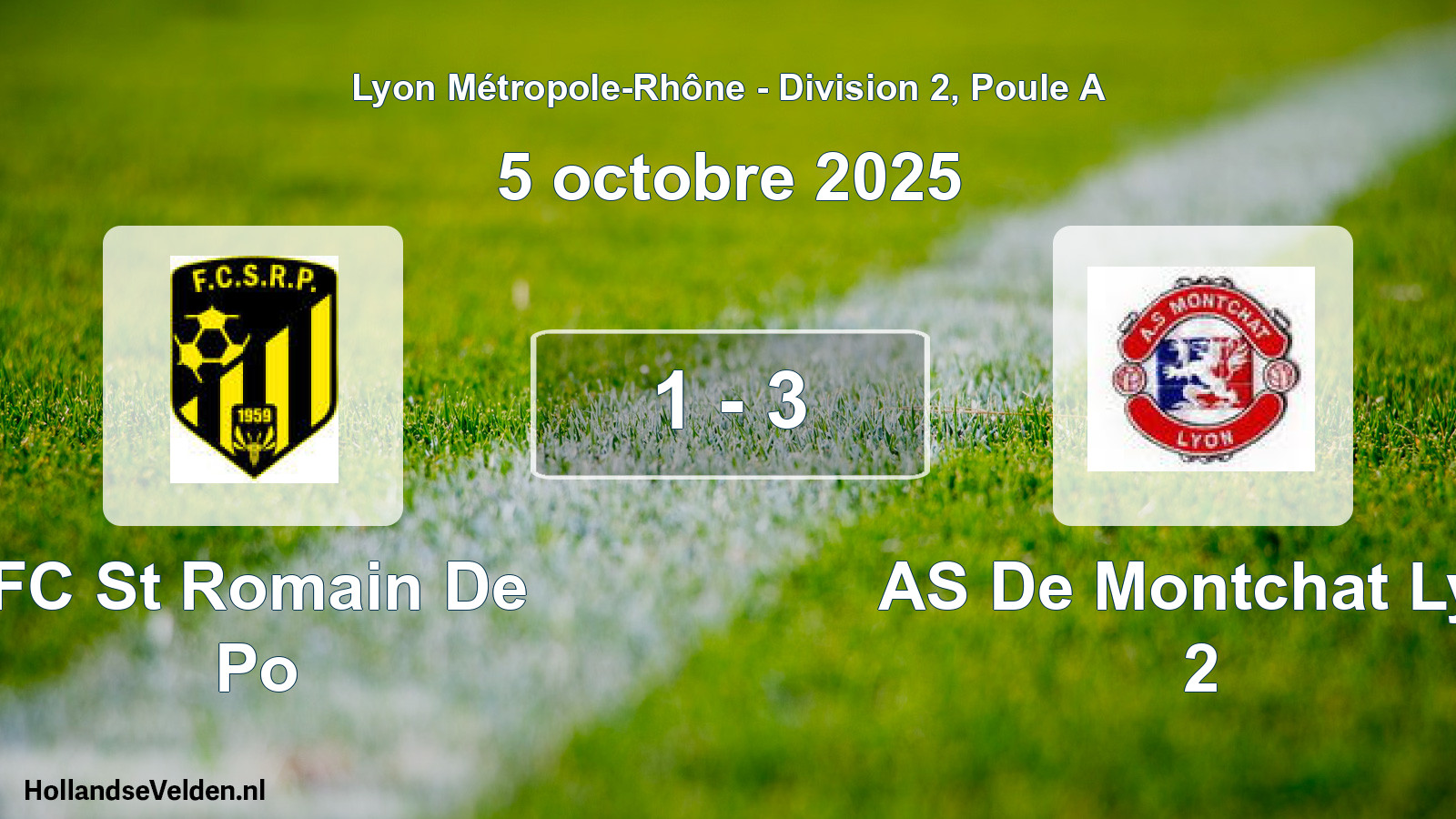 Gespeelde wedstrijd: FC St Romain De Po - AS De Montchat Lyo 2 1 - 3 (5 oktober 2025)