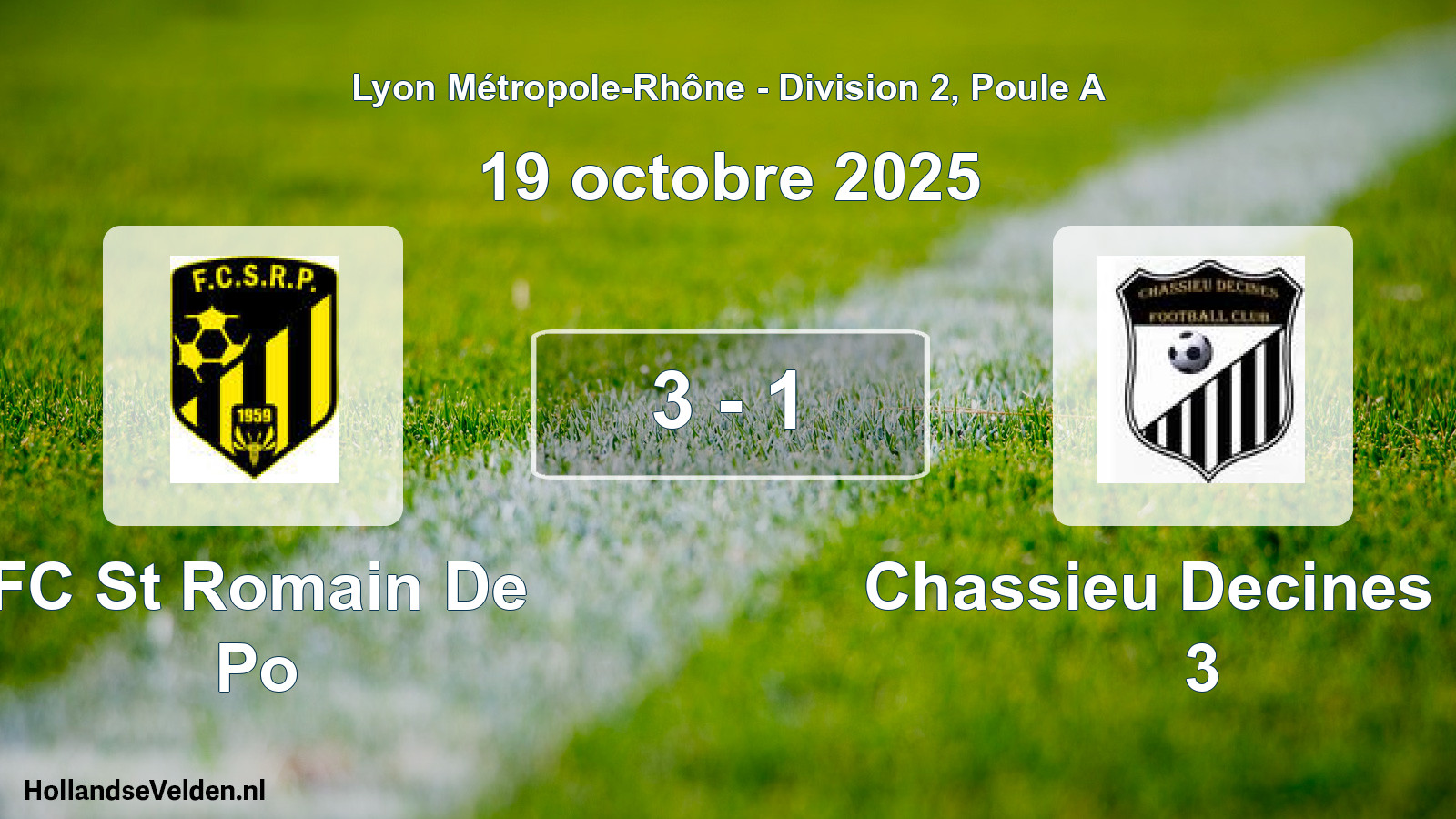Gespeelde wedstrijd: FC St Romain De Po - Chassieu Decines FC 3 3 - 1 (19 oktober 2025)