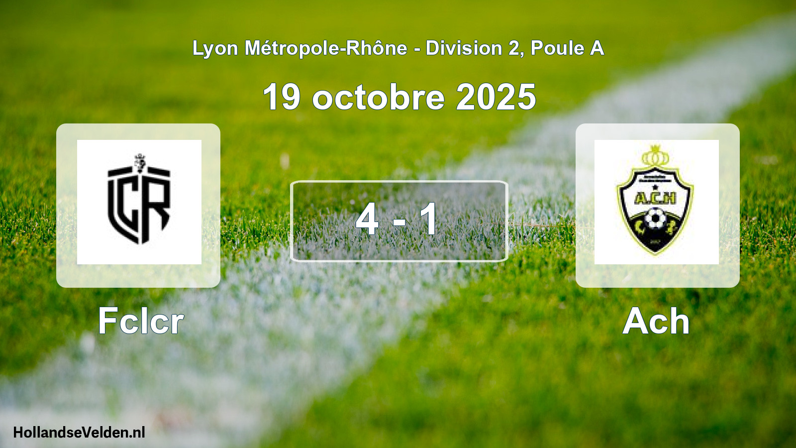 Gespeelde wedstrijd: Fclcr - Ach 4 - 1 (19 oktober 2025)