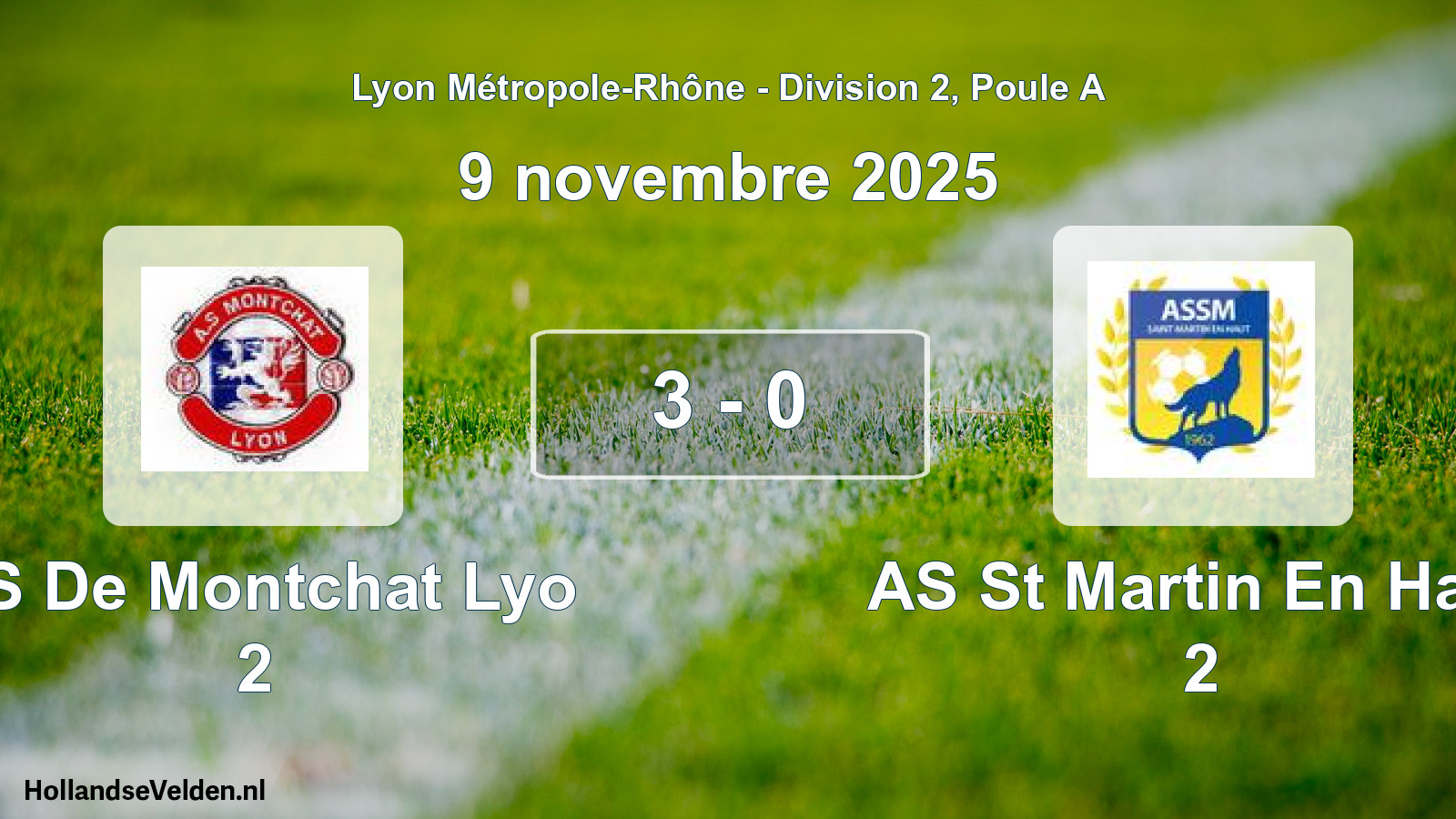 Gespeelde wedstrijd: AS De Montchat Lyo 2 - AS St Martin En Haut 2 3 - 0 (9 november 2025)