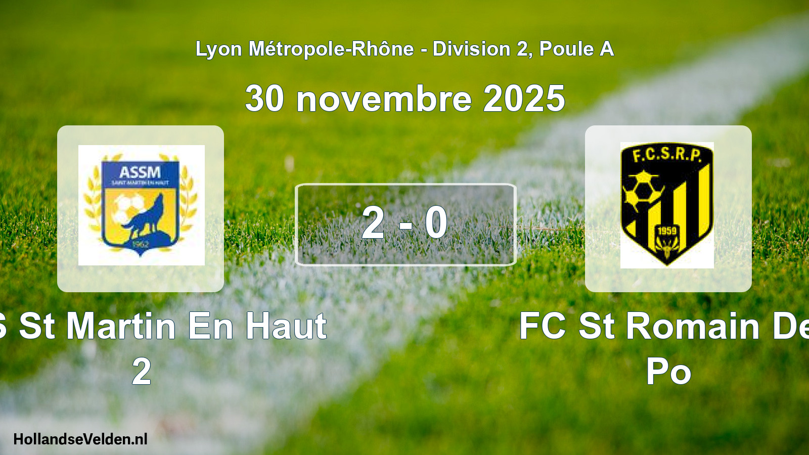 Gespeelde wedstrijd: AS St Martin En Haut 2 - FC St Romain De Po 2 - 0 (30 november 2025)