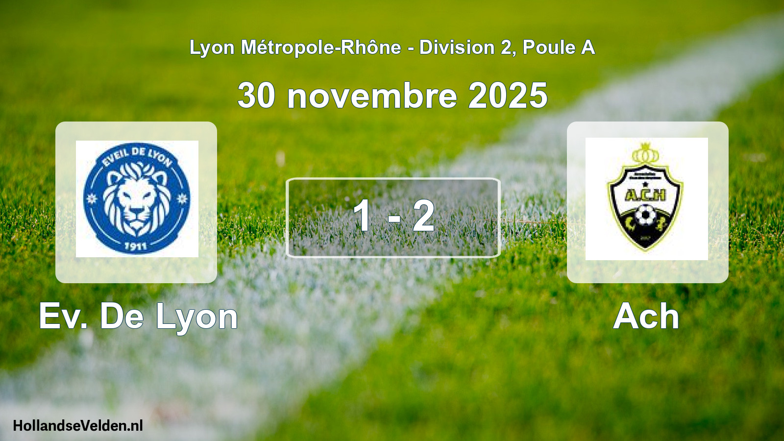 Gespeelde wedstrijd: Ev. De Lyon - Ach 1 - 2 (30 november 2025)
