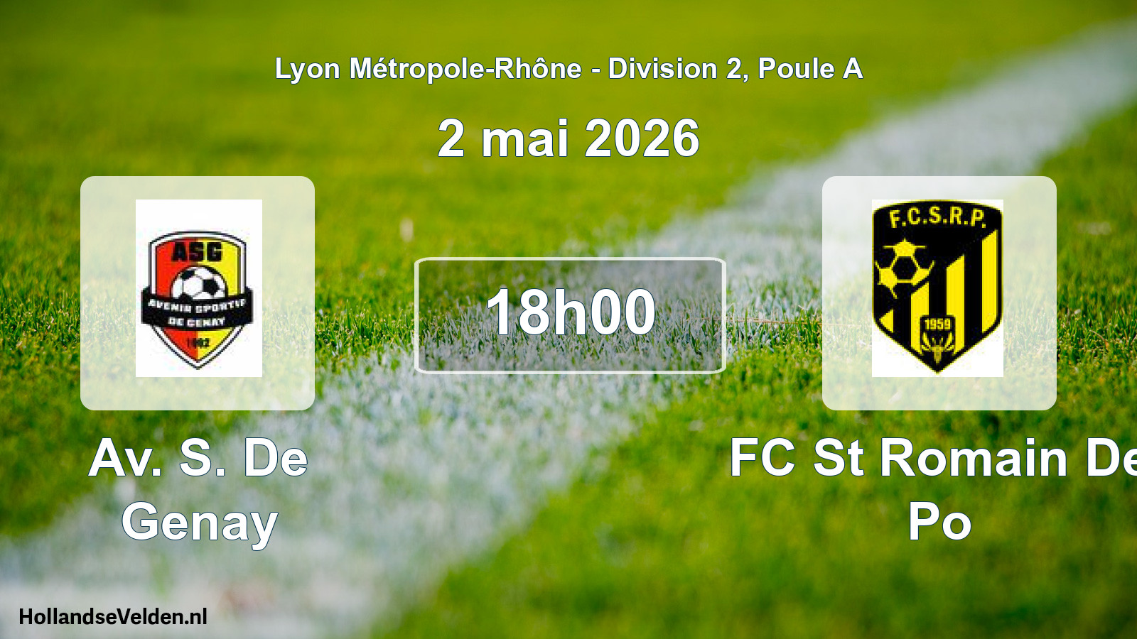 Match programmé: Av. S. De Genay - FC St Romain De Po (2 mai 2026)