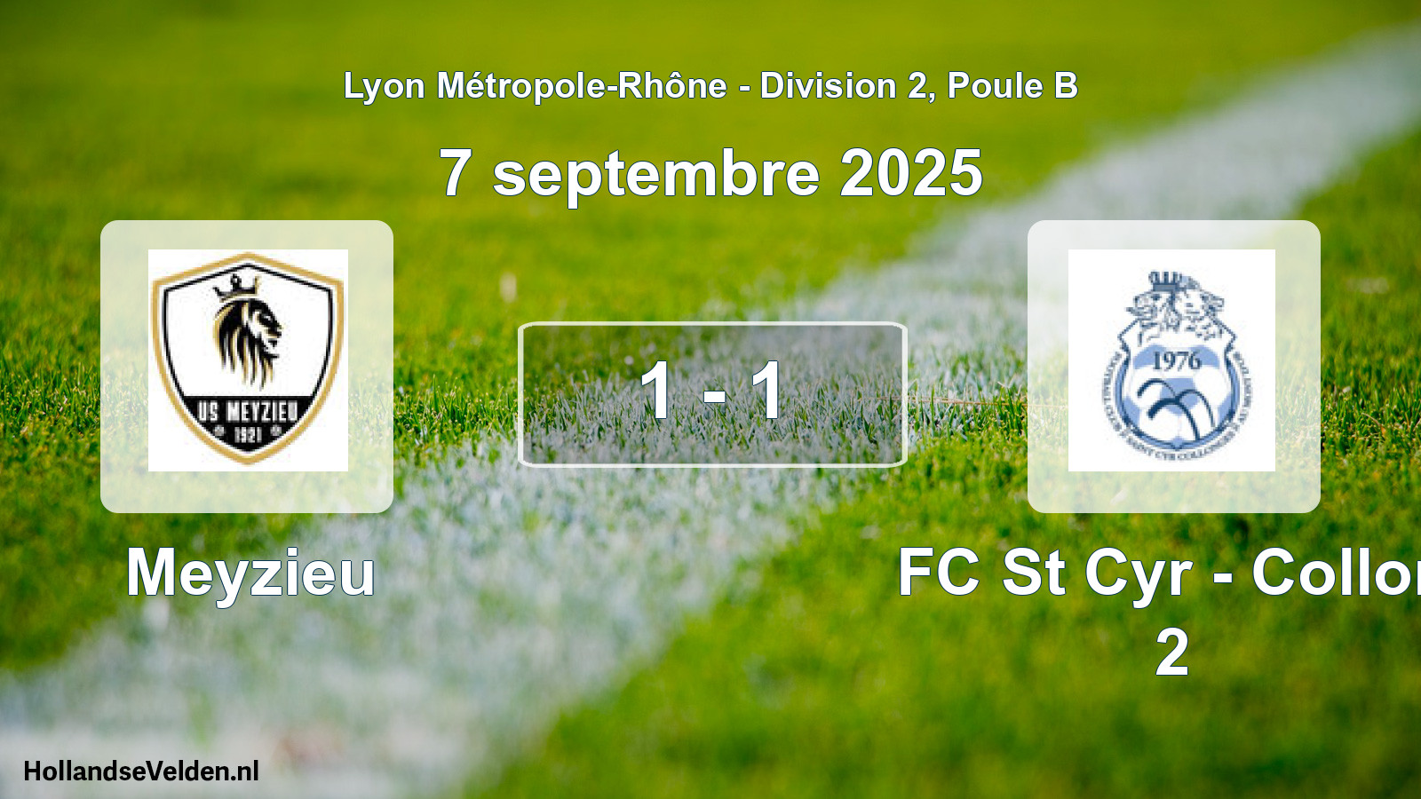 Gespeelde wedstrijd: Meyzieu - FC St Cyr - Collon 2 1 - 1 (7 september 2025)
