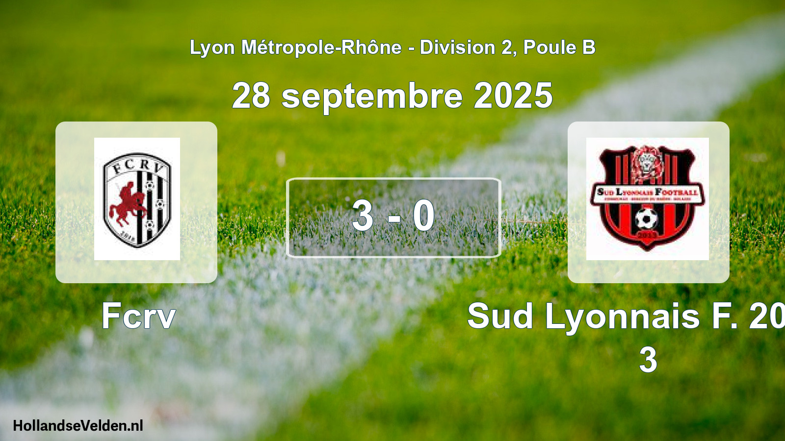 Gespeelde wedstrijd: Fcrv - Sud Lyonnais F. 2013 3 3 - 0 (28 september 2025)