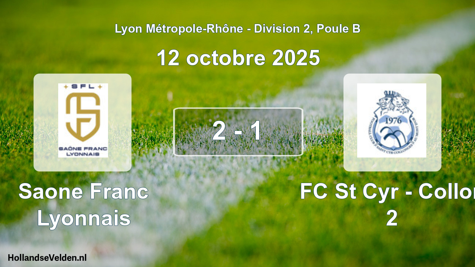 Gespeelde wedstrijd: Saone Franc Lyonnais - FC St Cyr - Collon 2 2 - 1 (12 oktober 2025)