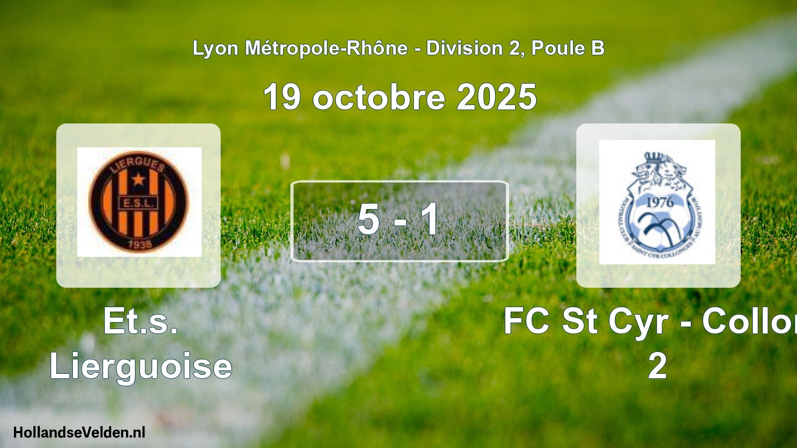 Gespeelde wedstrijd: Et.s. Lierguoise - FC St Cyr - Collon 2 5 - 1 (19 oktober 2025)
