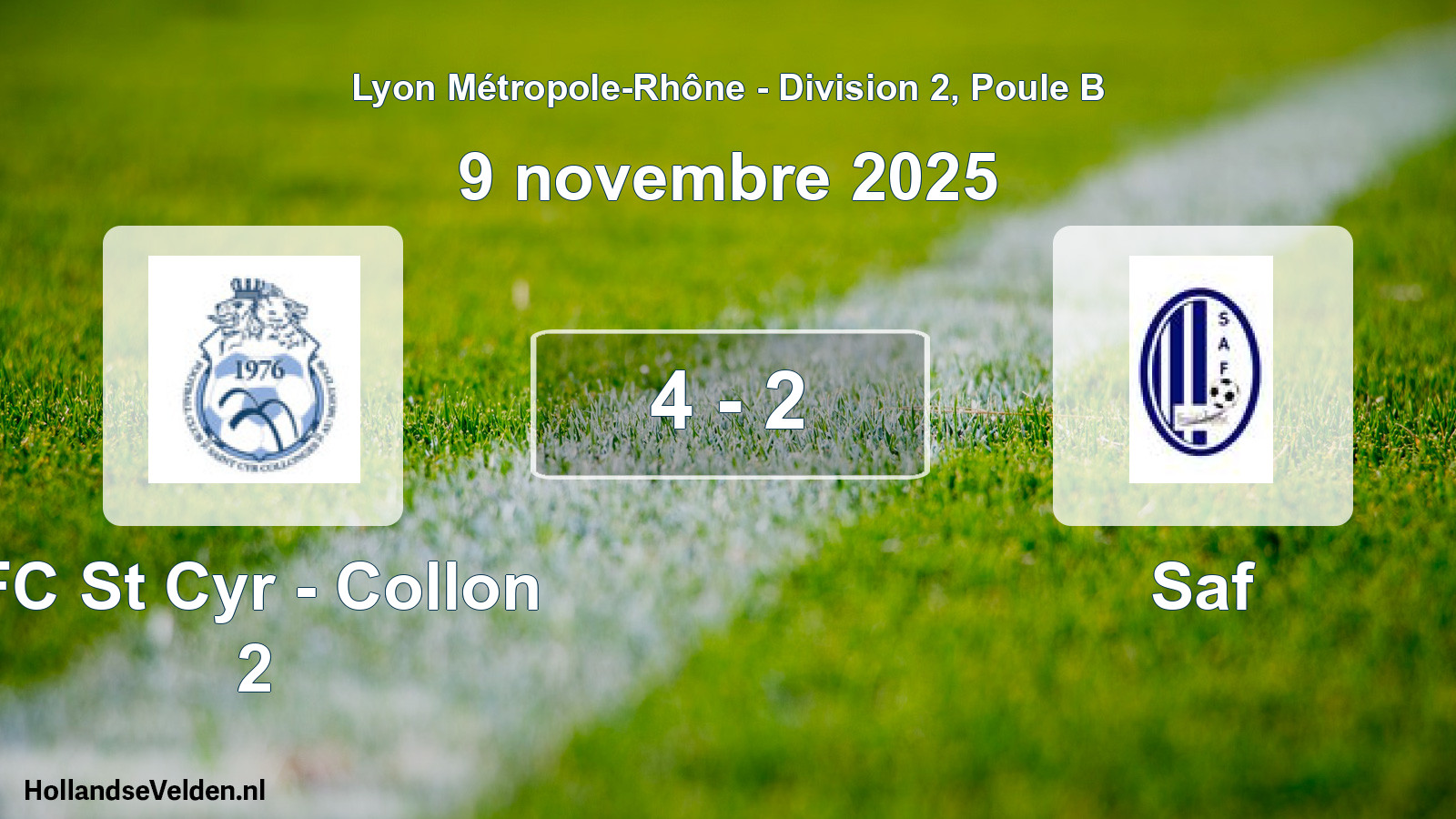 Gespeelde wedstrijd: FC St Cyr - Collon 2 - Saf 4 - 2 (9 november 2025)