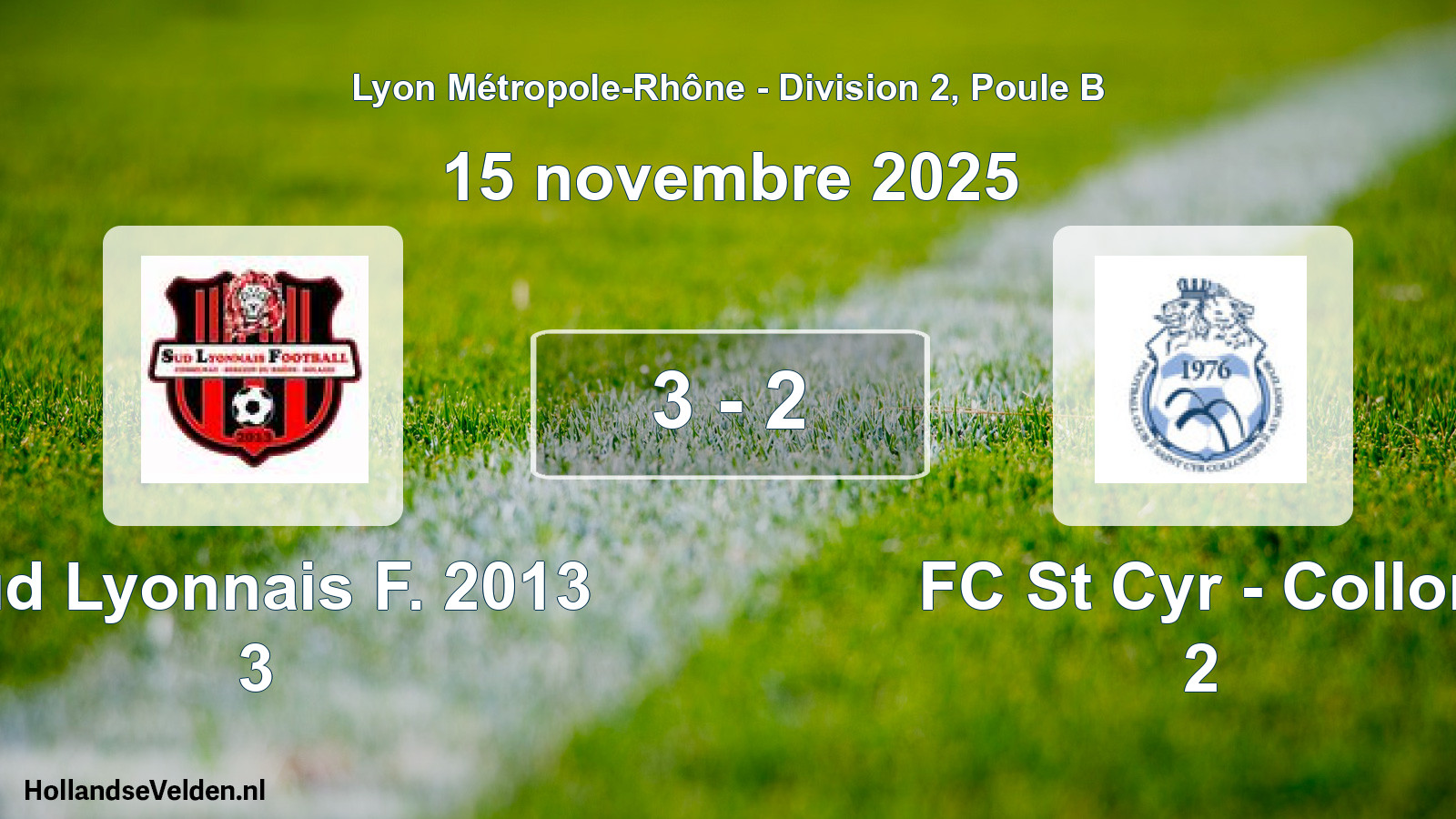 Gespeelde wedstrijd: Sud Lyonnais F. 2013 3 - FC St Cyr - Collon 2 3 - 2 (15 november 2025)