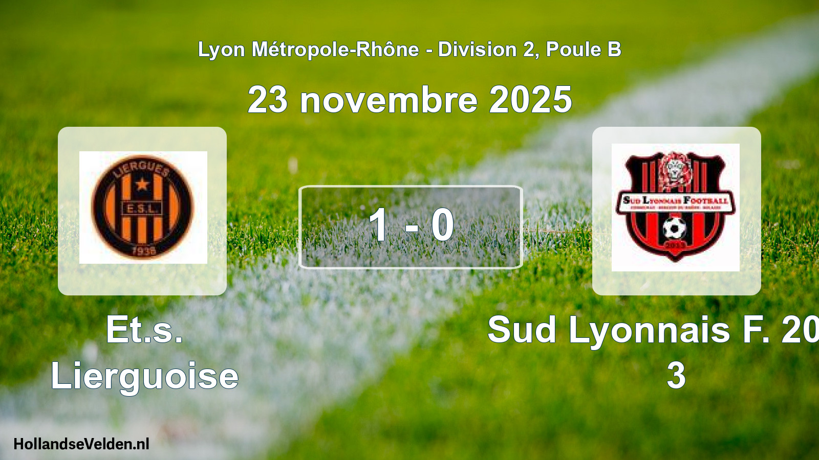 Gespeelde wedstrijd: Et.s. Lierguoise - Sud Lyonnais F. 2013 3 1 - 0 (23 november 2025)