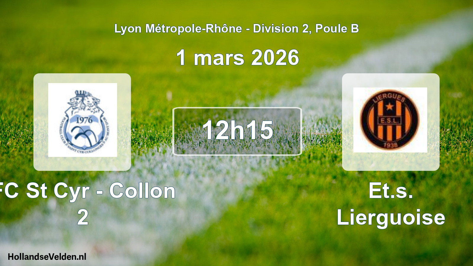 Geplande wedstrijd: FC St Cyr - Collon 2 - Et.s. Lierguoise (1 maart 2026)