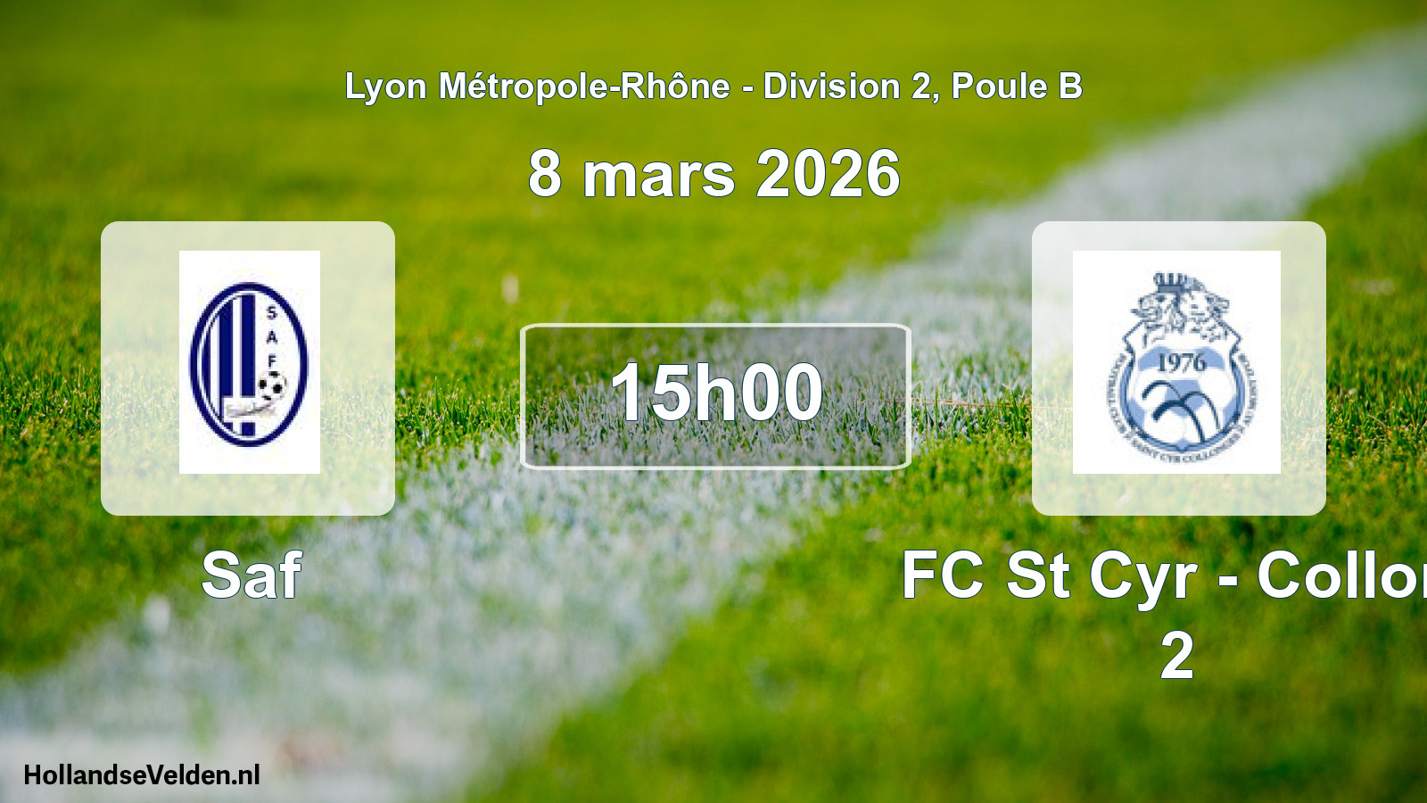 Geplande wedstrijd: Saf - FC St Cyr - Collon 2 (8 maart 2026)