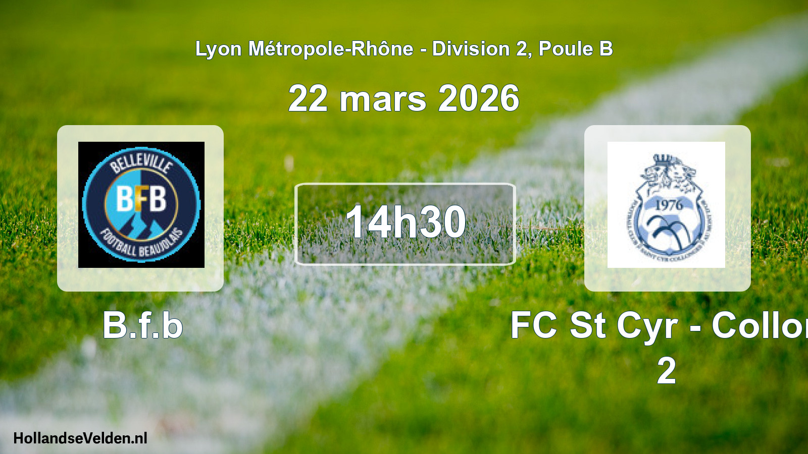 Geplande wedstrijd: B.f.b - FC St Cyr - Collon 2 (22 maart 2026)