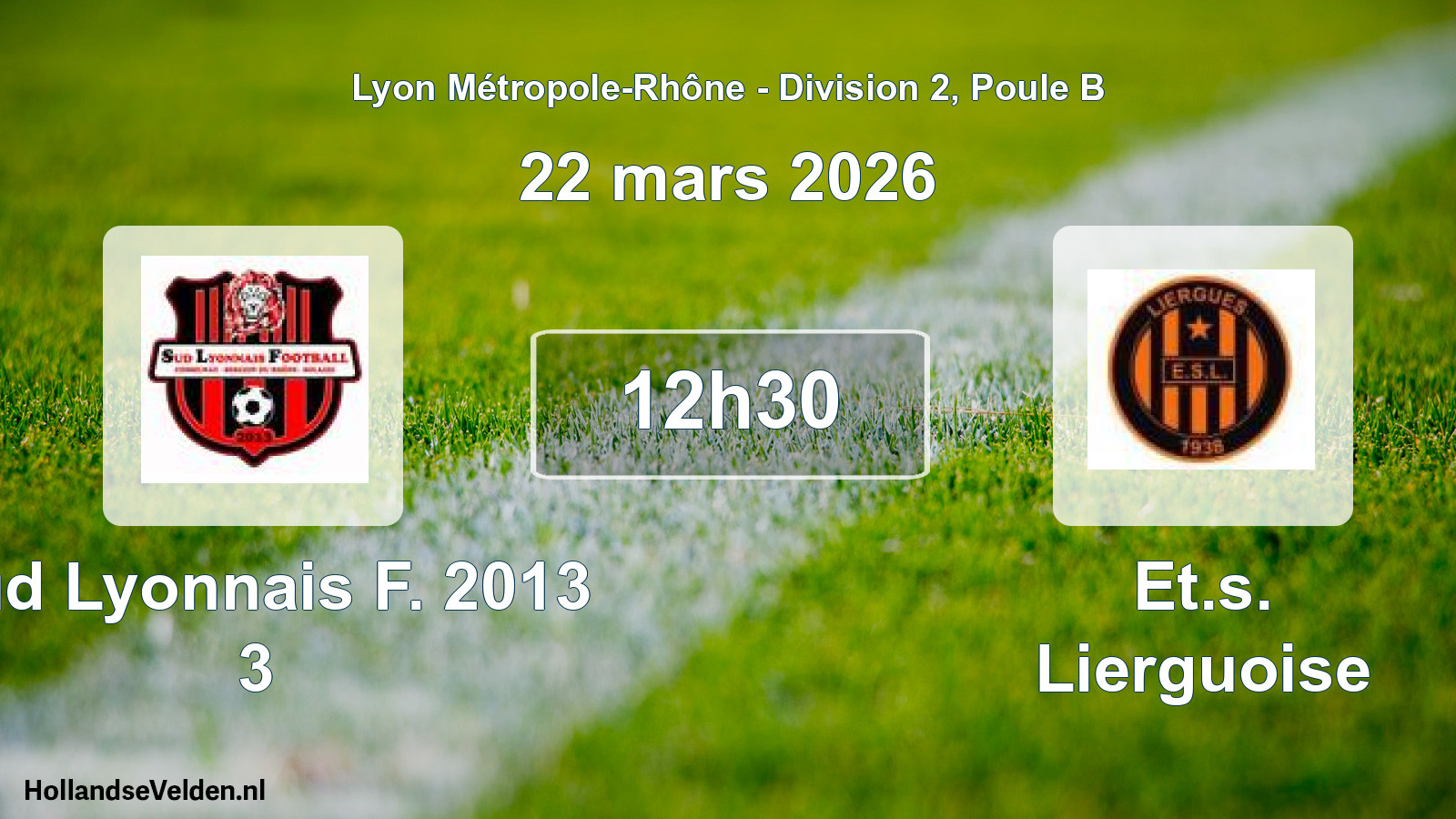 Geplande wedstrijd: Sud Lyonnais F. 2013 3 - Et.s. Lierguoise (22 maart 2026)