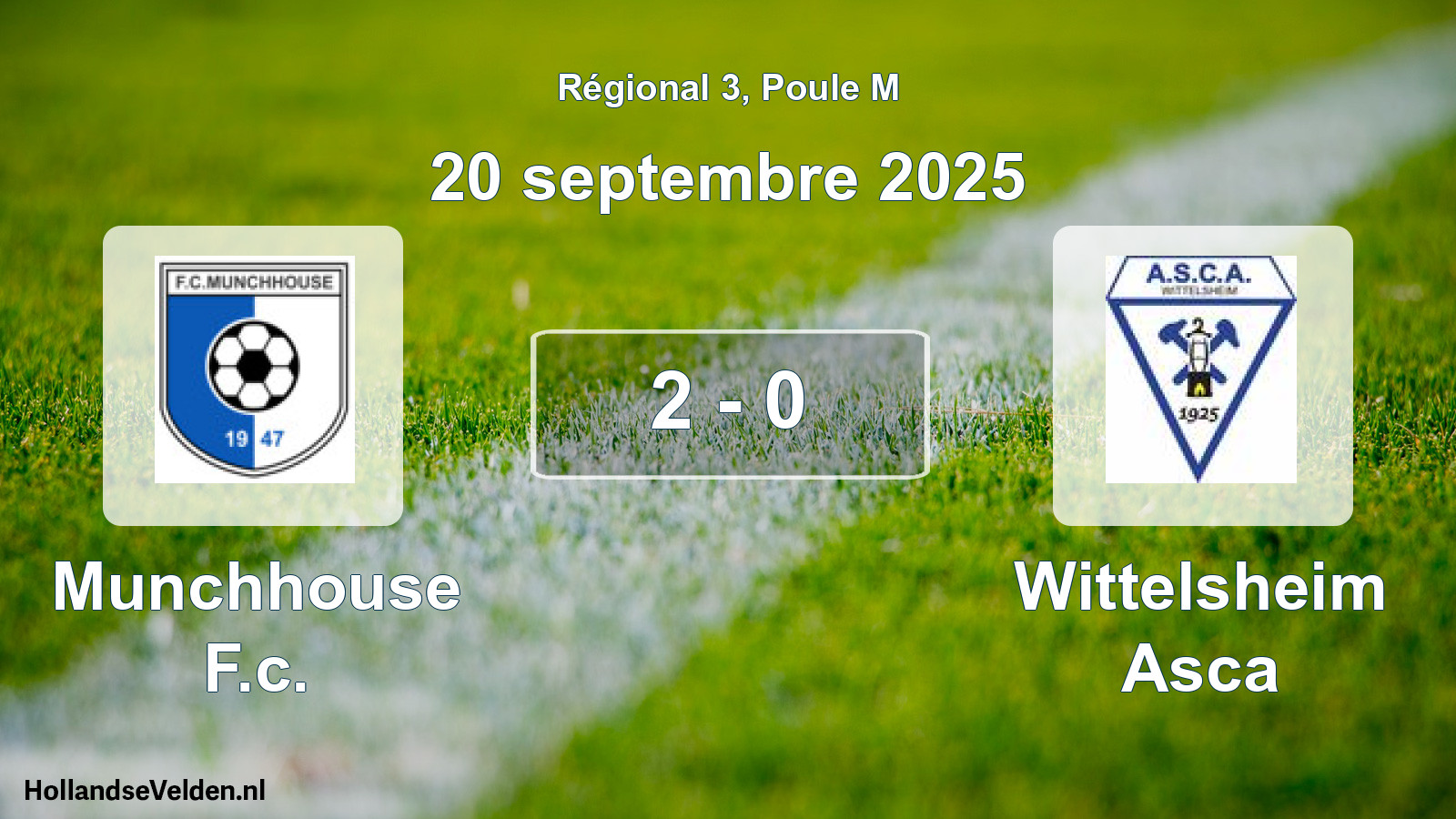 Total number of matches played: Munchhouse F.c. - Wittelsheim Asca 2 - 0 (20 September 2025)