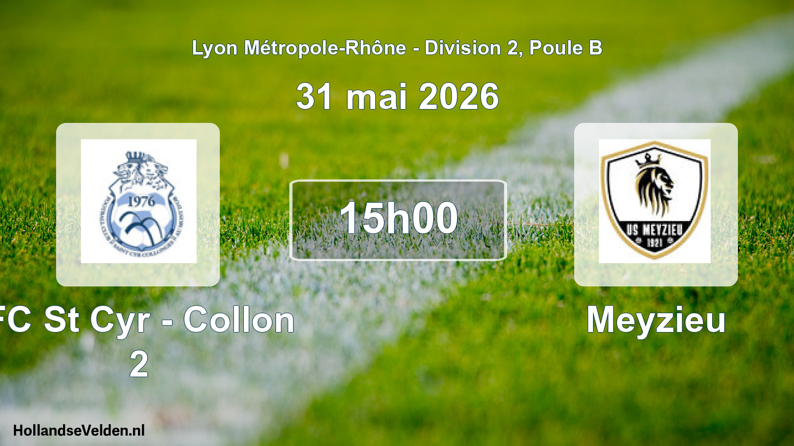 Geplande wedstrijd: FC St Cyr - Collon 2 - Meyzieu (31 mei 2026)