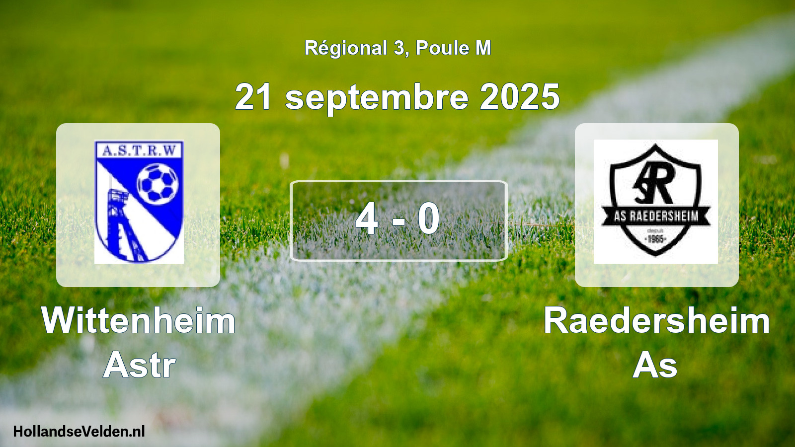 Gespeelde wedstrijd: Wittenheim Astr - Raedersheim As 4 - 0 (21 septembre 2025)