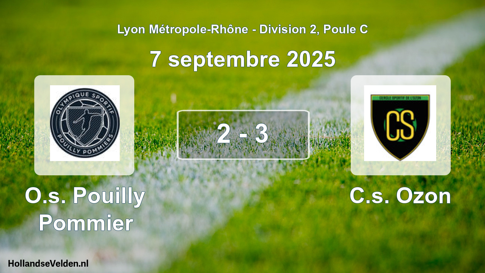 Gespeelde wedstrijd: O.s. Pouilly Pommier - C.s. Ozon 2 - 3 (7 september 2025)