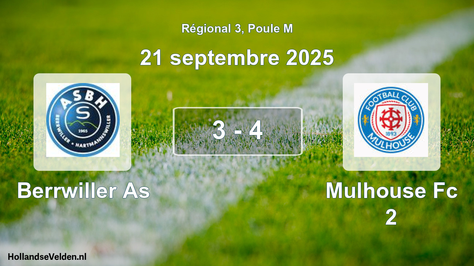 Gespeelde wedstrijd: Berrwiller As - Mulhouse Fc 2 3 - 4 (21 septembre 2025)