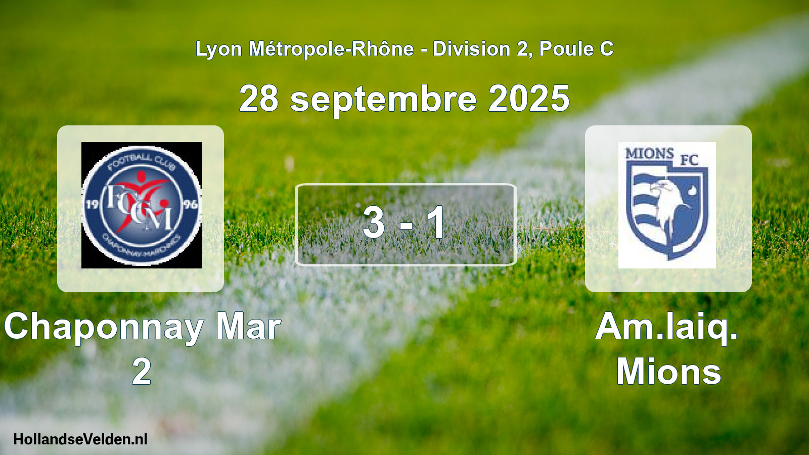 Match joué: Chaponnay Mar 2 - Am.laiq. Mions 3 - 1 (28 septembre 2025)