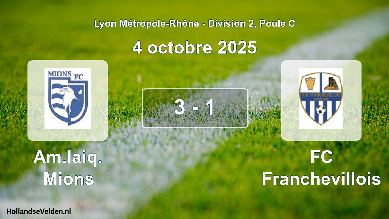 Match joué: Am.laiq. Mions - FC Franchevillois 3 - 1 (4 octobre 2025)