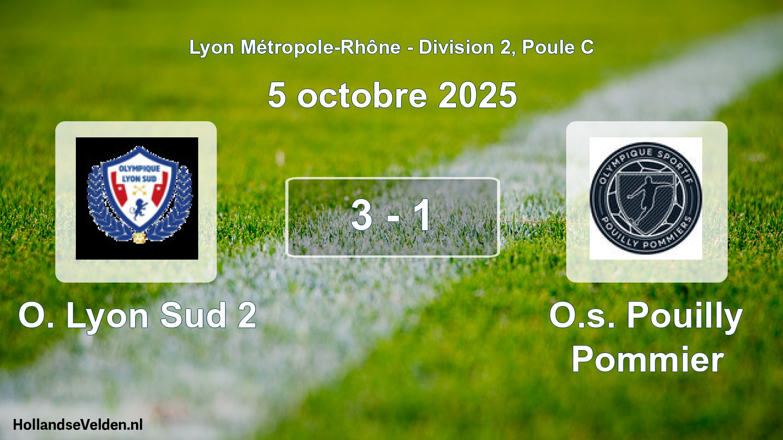 Gespeelde wedstrijd: O. Lyon Sud 2 - O.s. Pouilly Pommier 3 - 1 (5 oktober 2025)