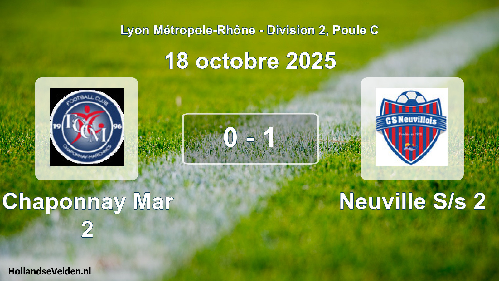 Match joué: Chaponnay Mar 2 - Neuville S/s 2 0 - 1 (18 octobre 2025)