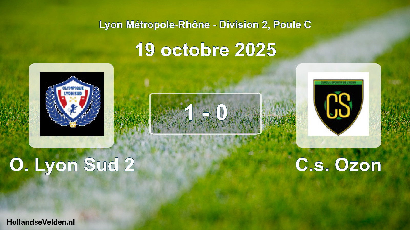 Gespeelde wedstrijd: O. Lyon Sud 2 - C.s. Ozon 1 - 0 (19 oktober 2025)