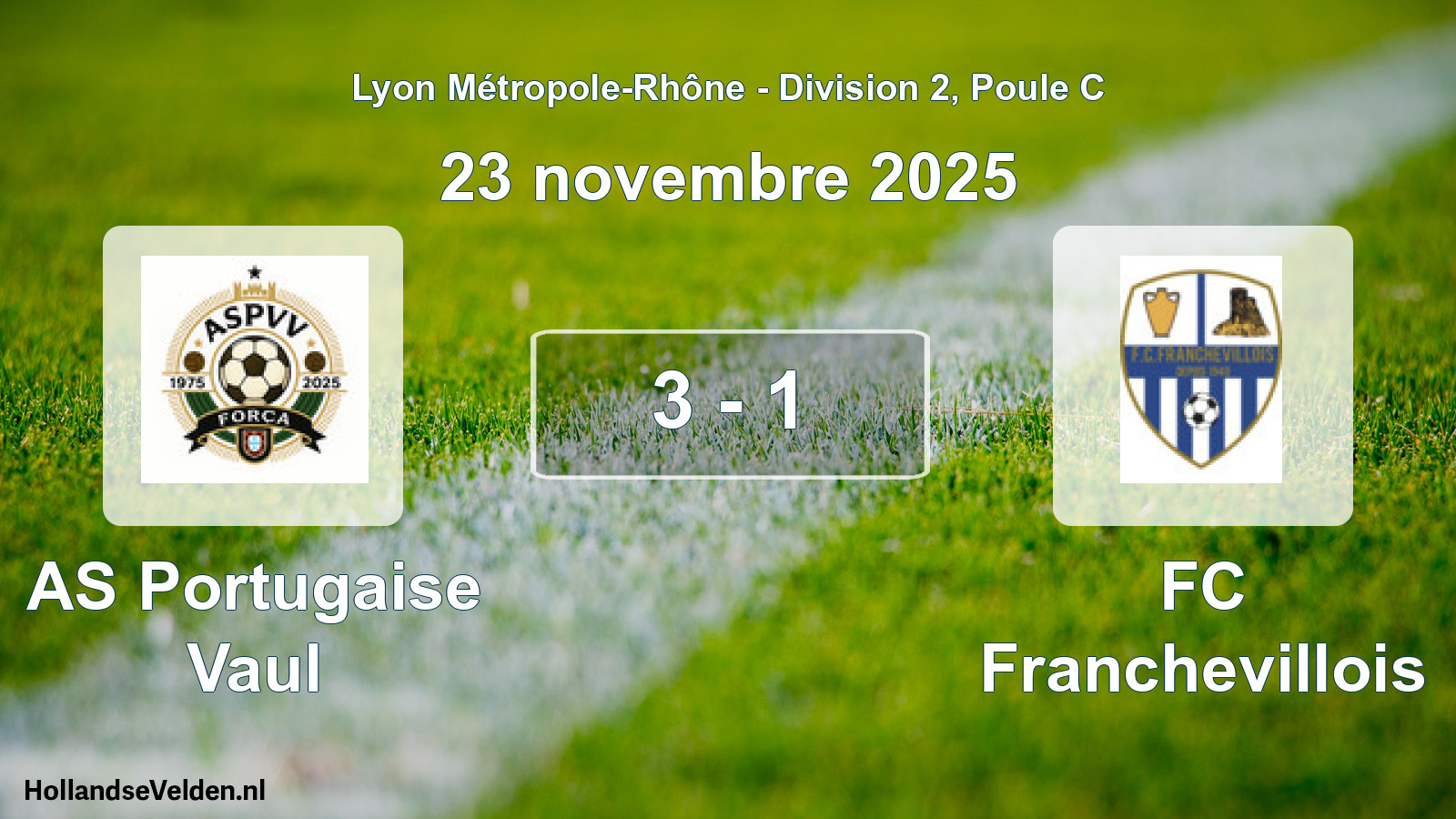 Gespeelde wedstrijd: AS Portugaise Vaul - FC Franchevillois 3 - 1 (23 november 2025)