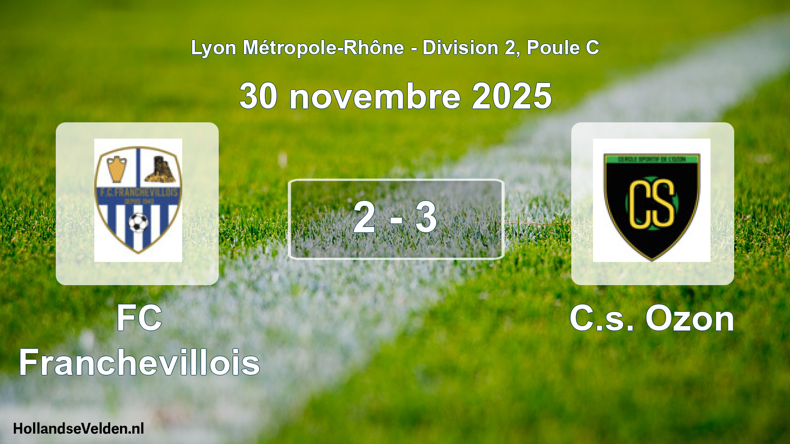 Gespeelde wedstrijd: FC Franchevillois - C.s. Ozon 2 - 3 (30 november 2025)