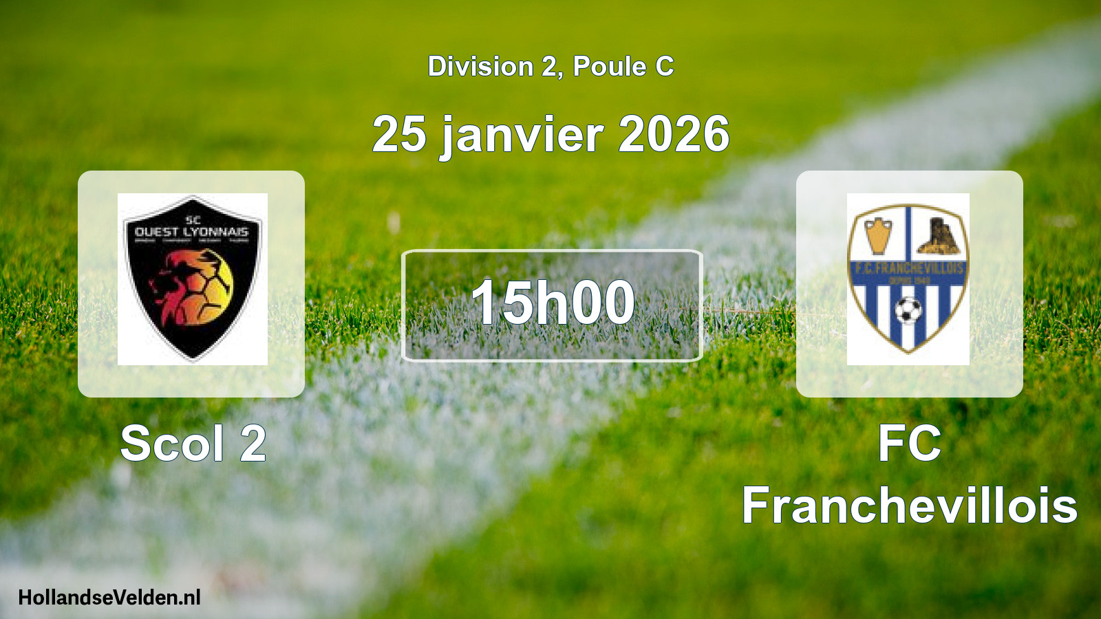 Match programmé: Scol 2 - FC Franchevillois (25 janvier 2026)
