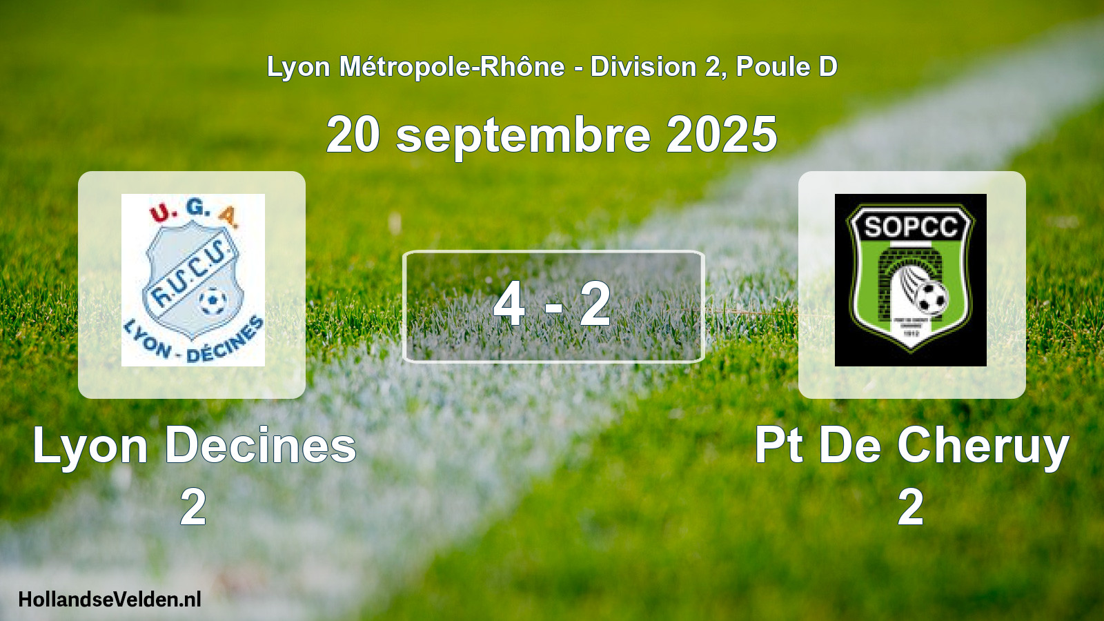 Gespeelde wedstrijd: Lyon Decines 2 - Pt De Cheruy 2 4 - 2 (20 september 2025)