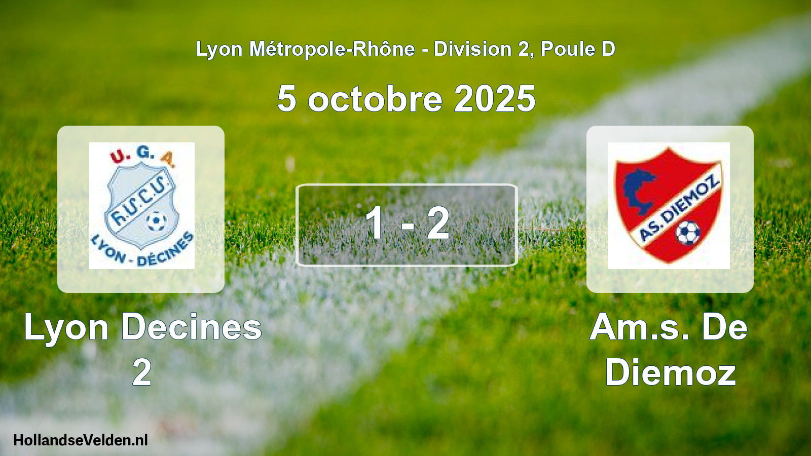Match joué: Lyon Decines 2 - Am.s. De Diemoz 1 - 2 (5 octobre 2025)