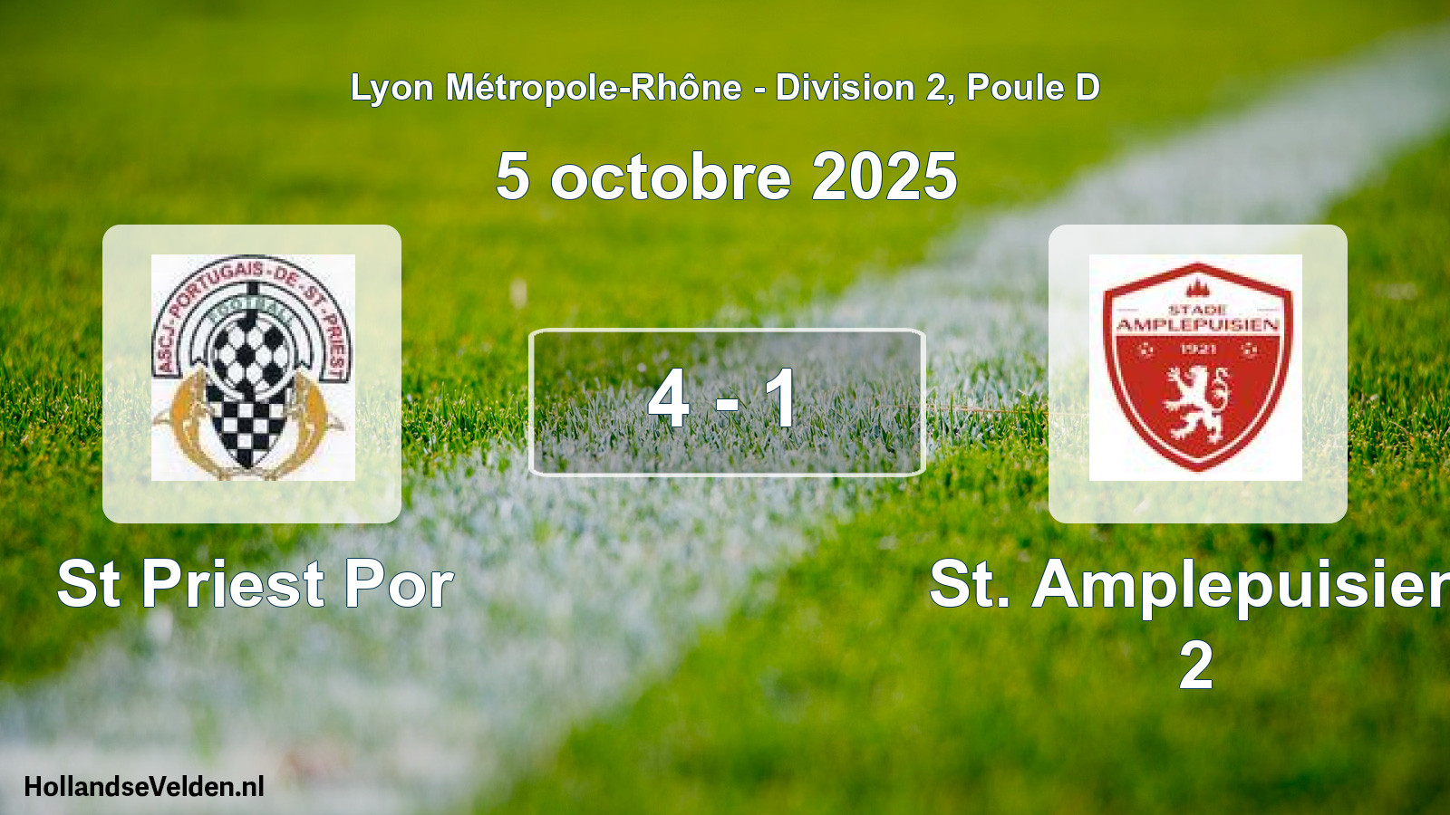 Match joué: St Priest Por - St. Amplepuisien 2 4 - 1 (5 octobre 2025)