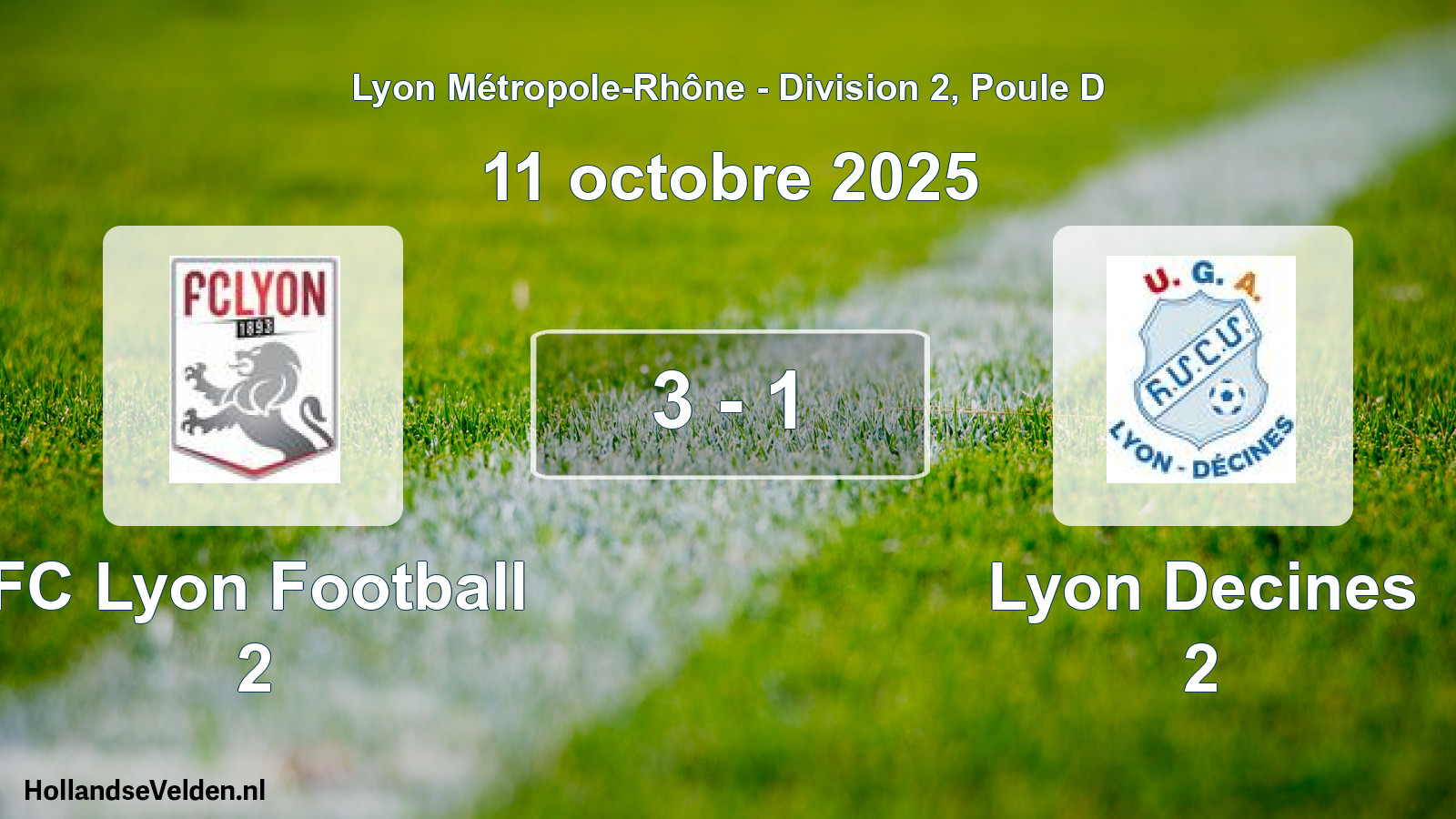 Gespeelde wedstrijd: FC Lyon Football 2 - Lyon Decines 2 3 - 1 (11 oktober 2025)