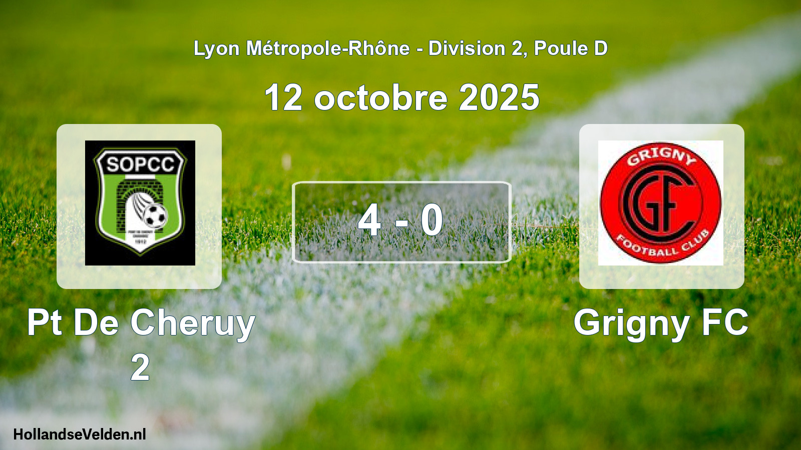 Gespeelde wedstrijd: Pt De Cheruy 2 - Grigny FC 4 - 0 (12 oktober 2025)