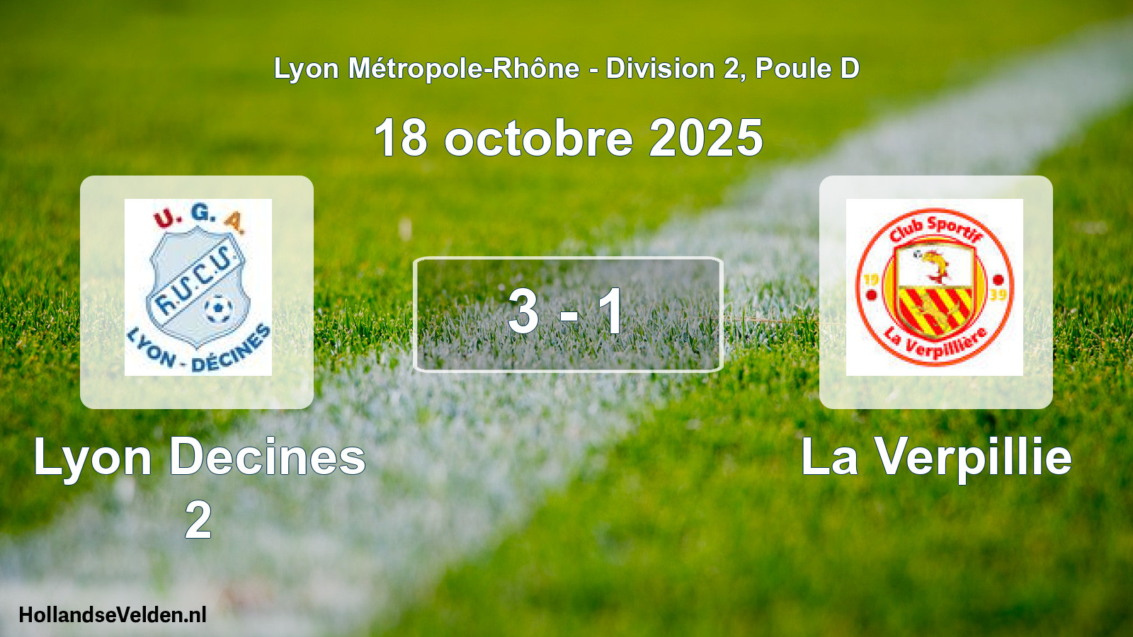 Gespeelde wedstrijd: Lyon Decines 2 - La Verpillie 3 - 1 (18 oktober 2025)