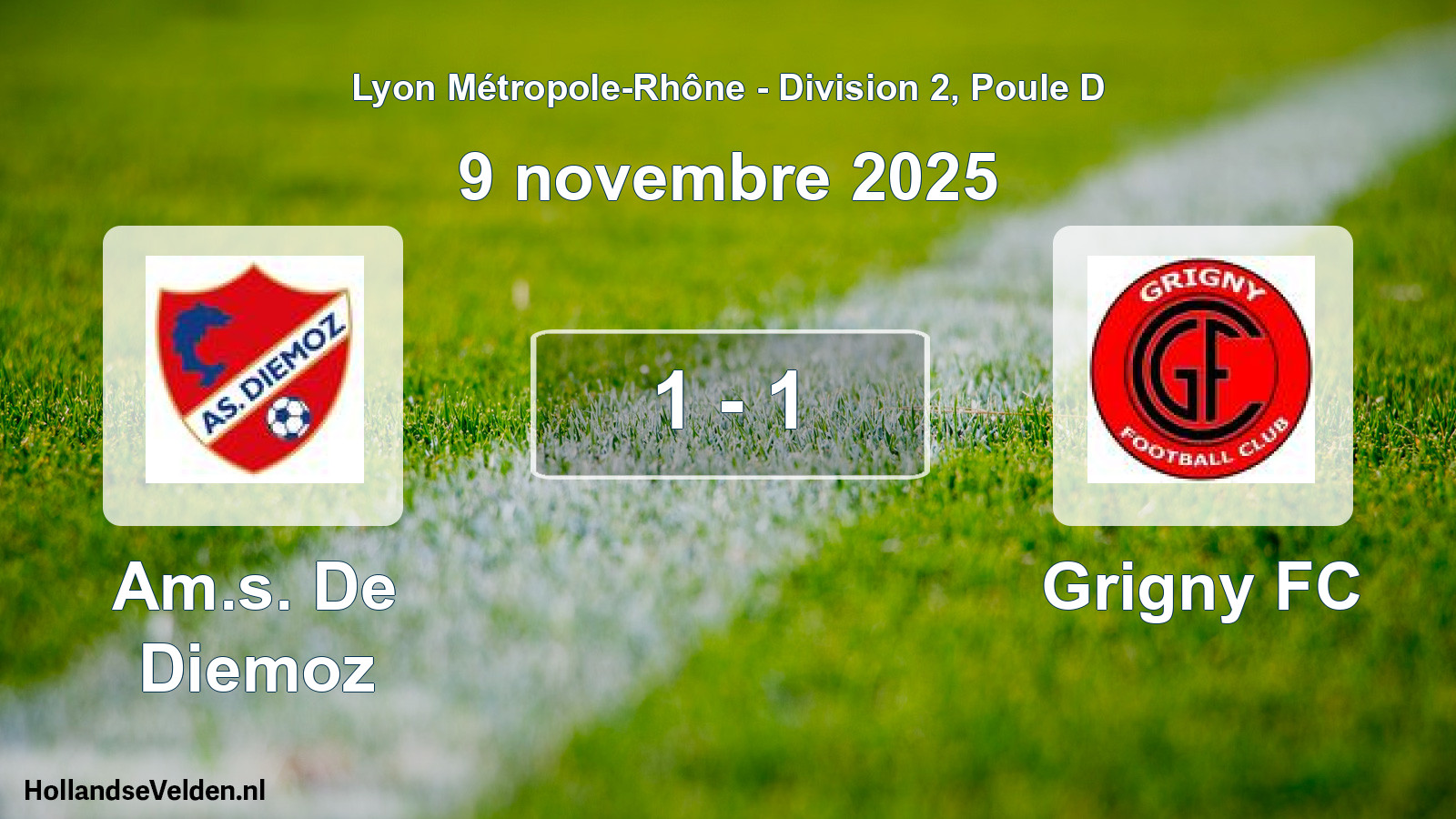 Gespeelde wedstrijd: Am.s. De Diemoz - Grigny FC 1 - 1 (9 november 2025)