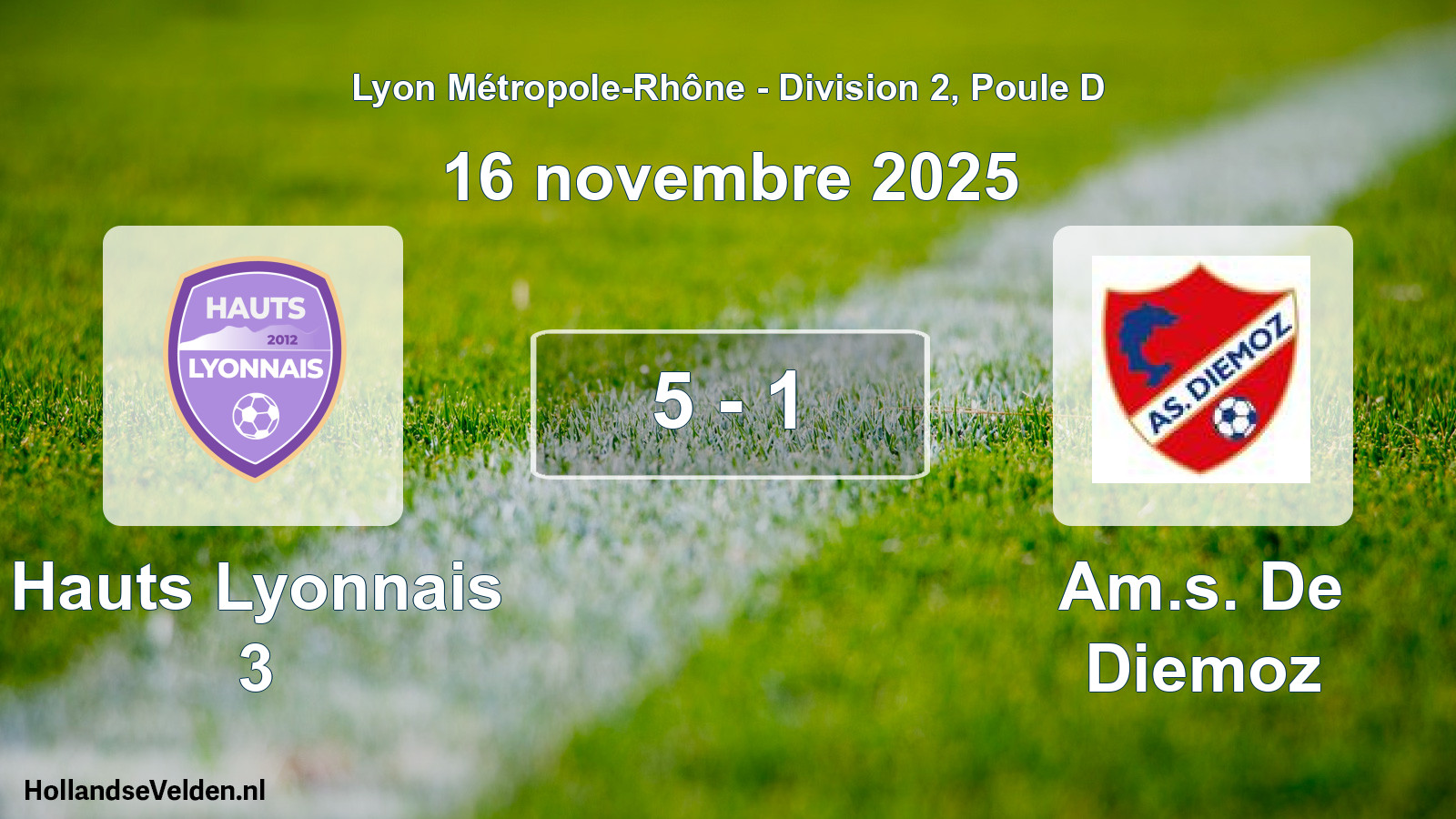 Match joué: Hauts Lyonnais 3 - Am.s. De Diemoz 5 - 1 (16 novembre 2025)