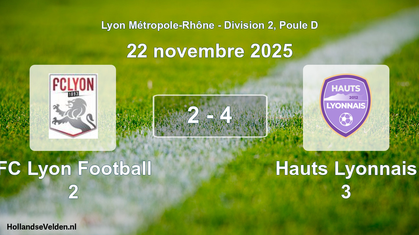 Gespeelde wedstrijd: FC Lyon Football 2 - Hauts Lyonnais 3 2 - 4 (22 november 2025)