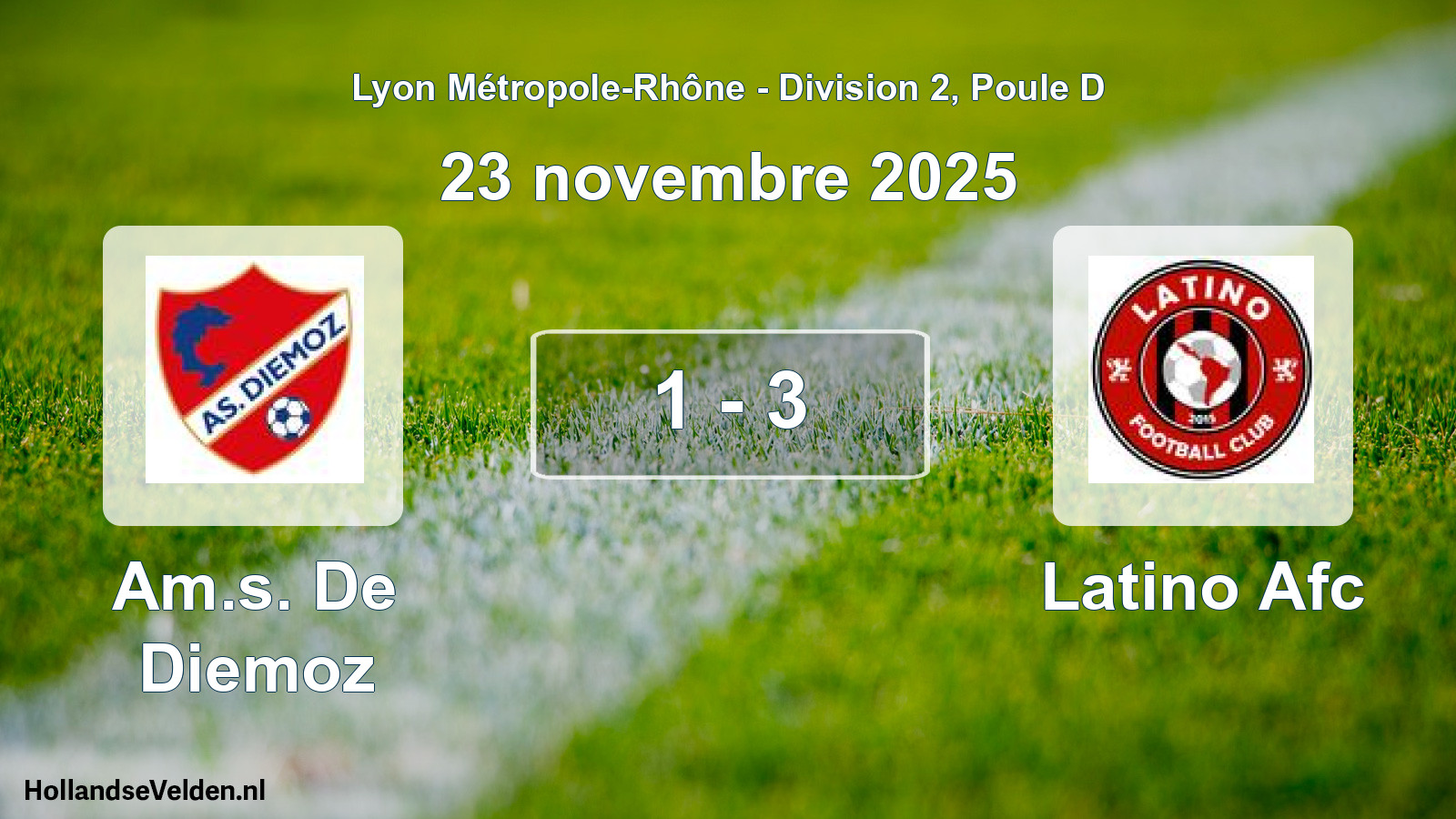 Gespeelde wedstrijd: Am.s. De Diemoz - Latino Afc 1 - 3 (23 november 2025)