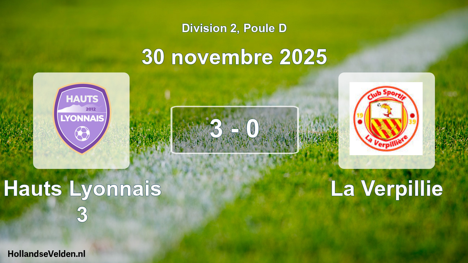Match joué: Hauts Lyonnais 3 - La Verpillie 3 - 0 (30 novembre 2025)