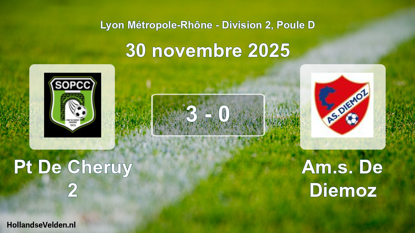 Gespeelde wedstrijd: Pt De Cheruy 2 - Am.s. De Diemoz 3 - 0 (30 november 2025)