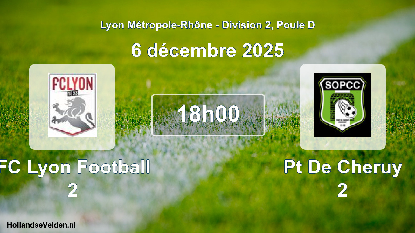 Geplande wedstrijd: FC Lyon Football 2 - Pt De Cheruy 2 (6 december 2025)