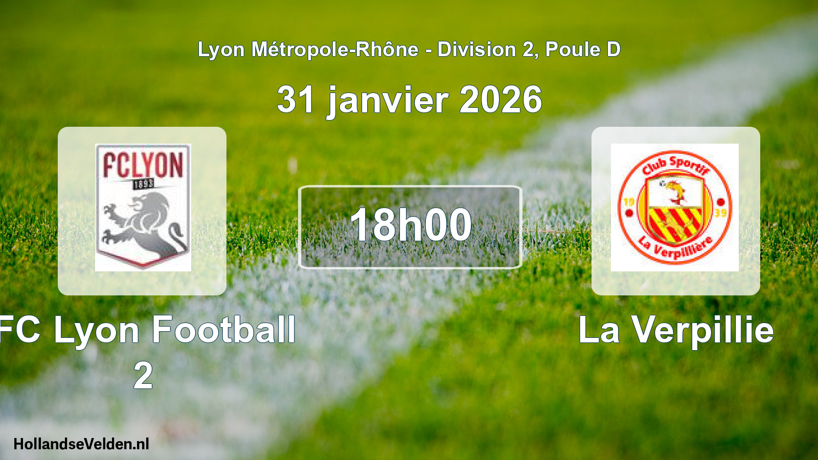 Geplande wedstrijd: FC Lyon Football 2 - La Verpillie (31 januari 2026)