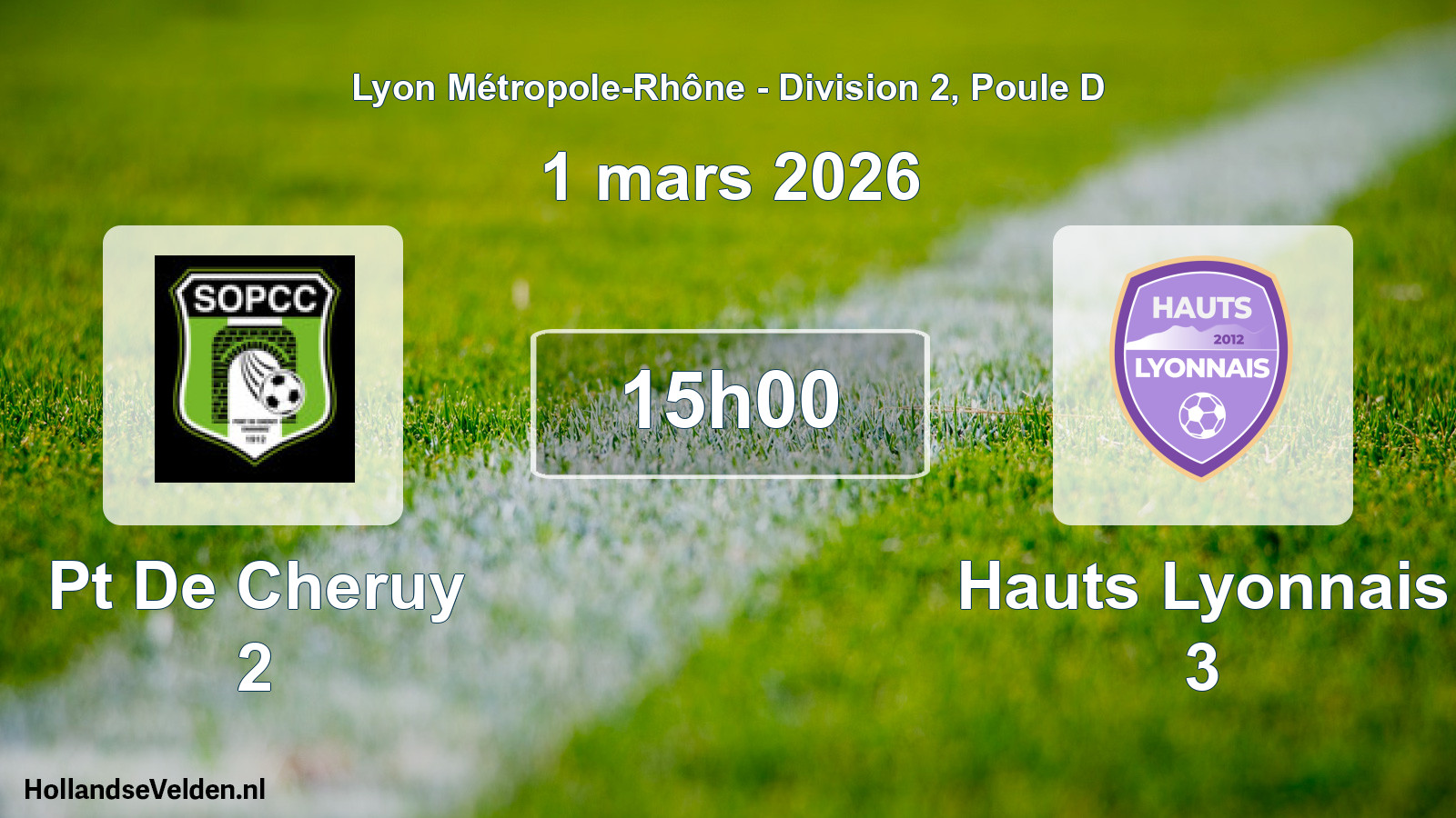 Geplande wedstrijd: Pt De Cheruy 2 - Hauts Lyonnais 3 (1 maart 2026)