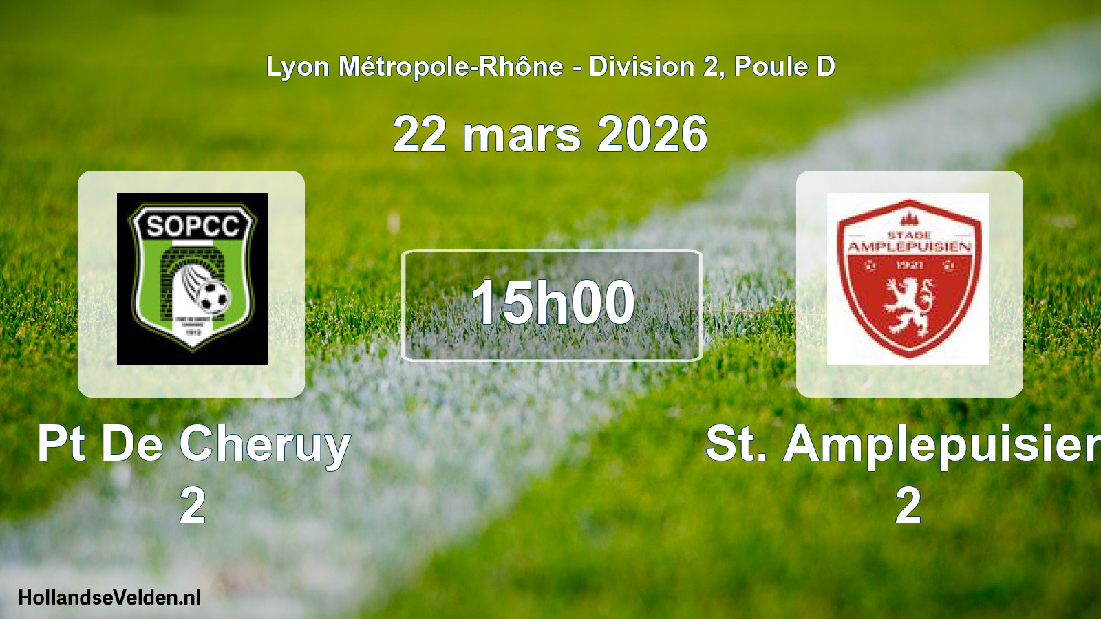 Geplande wedstrijd: Pt De Cheruy 2 - St. Amplepuisien 2 (22 maart 2026)