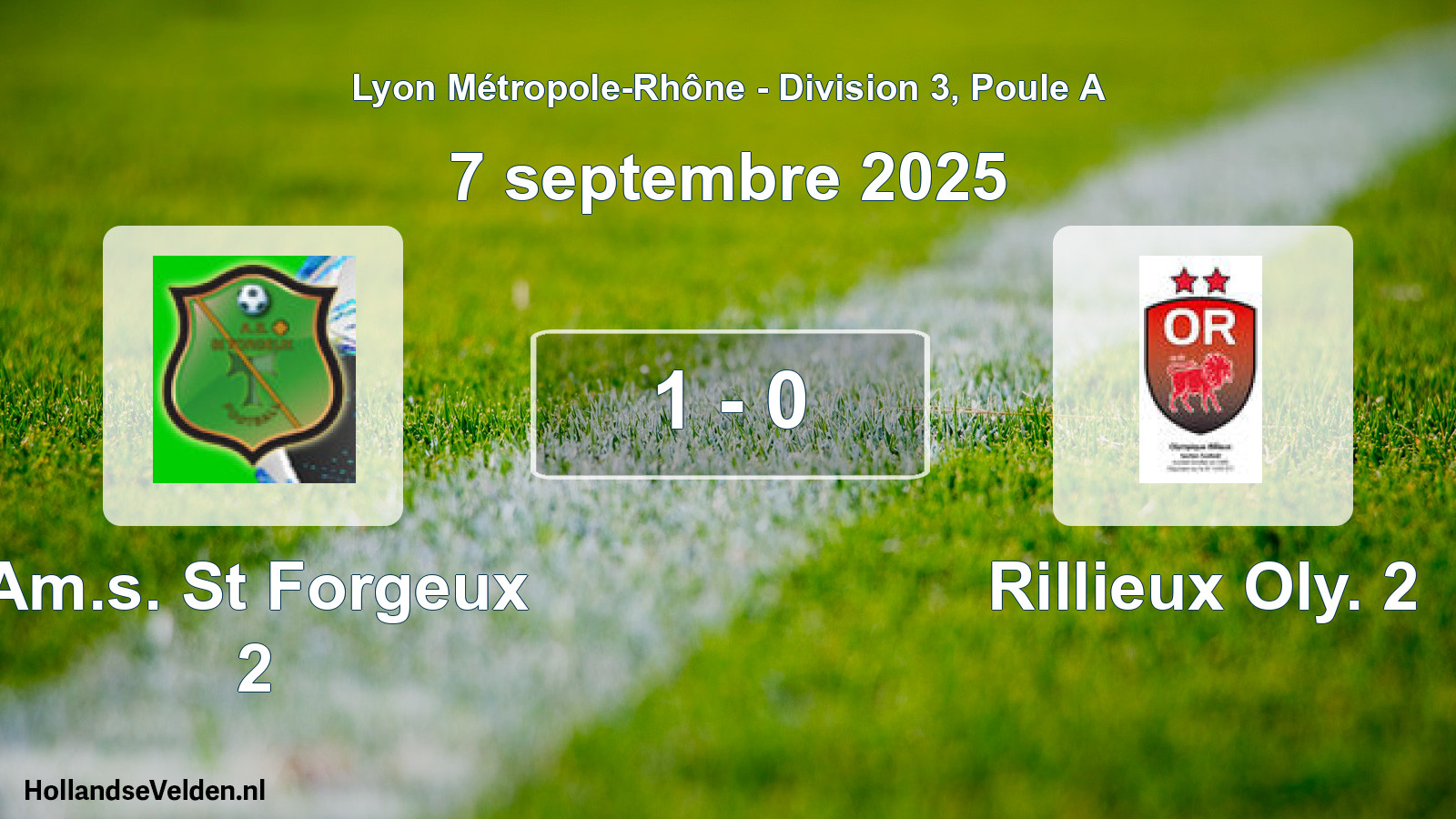 Gespeelde wedstrijd: Am.s. St Forgeux 2 - Rillieux Oly. 2 1 - 0 (7 september 2025)