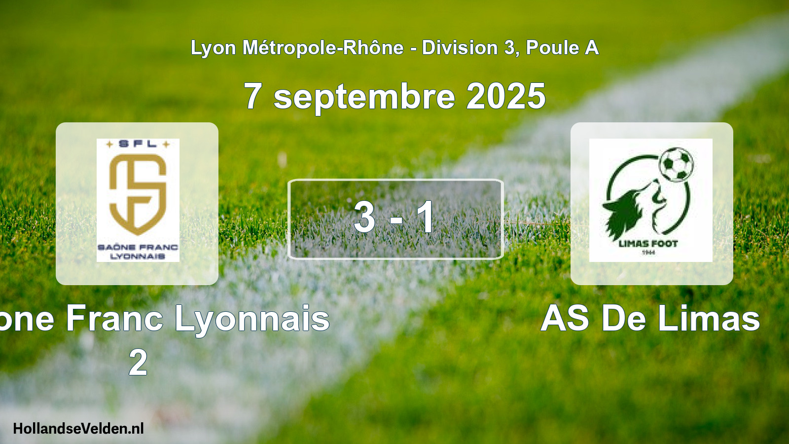 Gespeelde wedstrijd: Saone Franc Lyonnais 2 - AS De Limas 3 - 1 (7 september 2025)