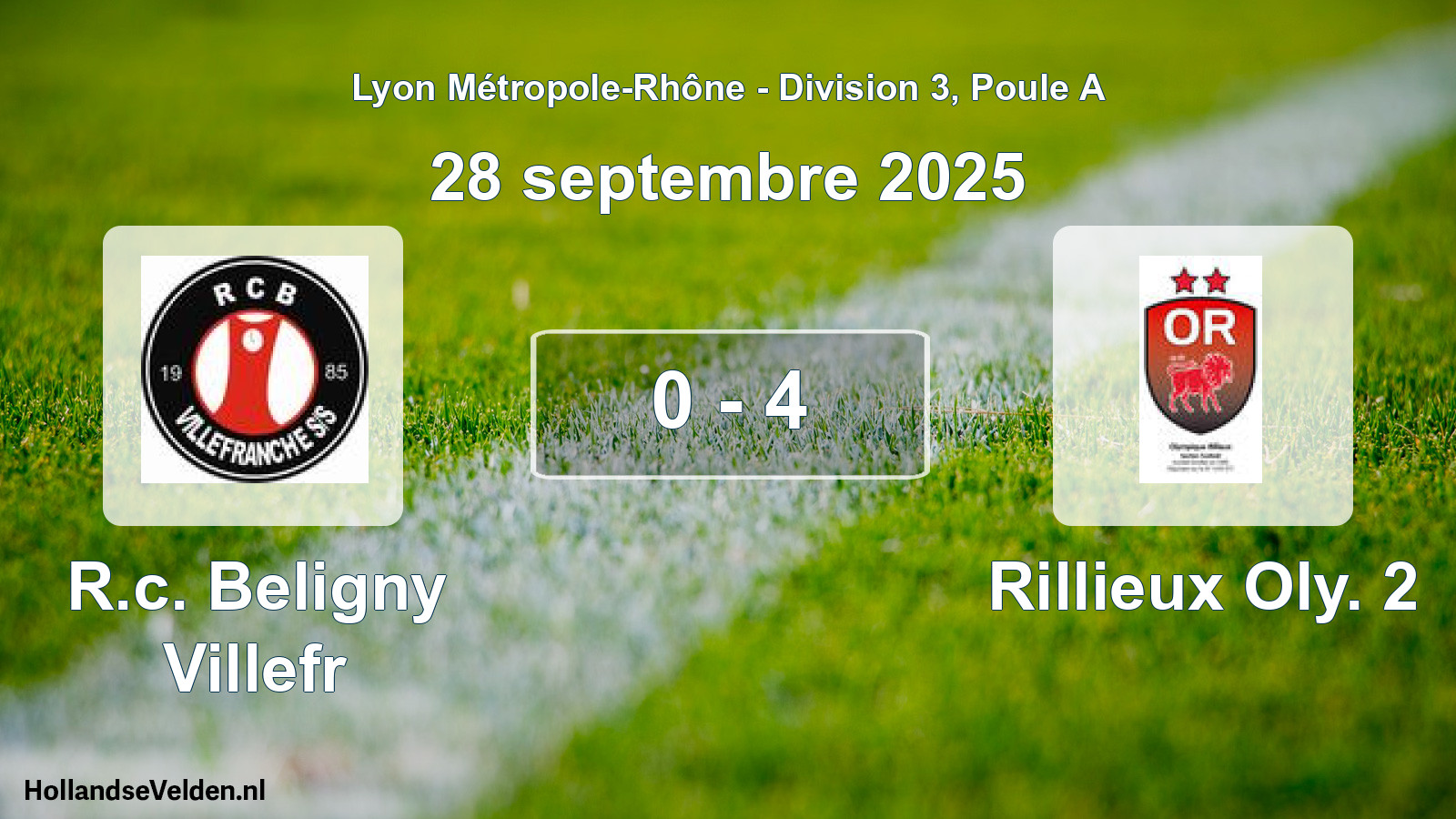 Gespeelde wedstrijd: R.c. Beligny Villefr - Rillieux Oly. 2 0 - 4 (28 september 2025)